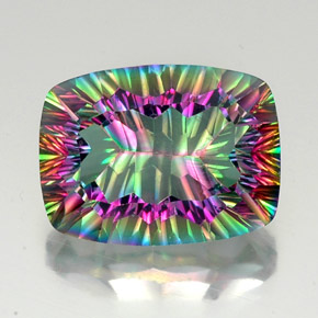 Quartz mystique multicolore naturelle coupe coussin, 19,07 ct, VS