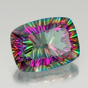Quartz mystique multicolore naturelle coupe coussin, 22,03 ct, VS