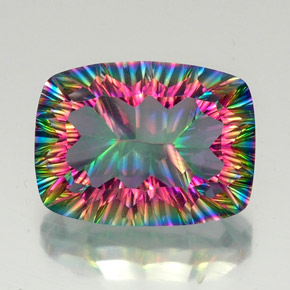Quartz mystique multicolore naturelle coupe coussin, 19,64 ct, VVS-VS