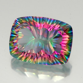 Quartz mystique multicolore naturelle coupe coussin, 19,64 ct, VVS-VS