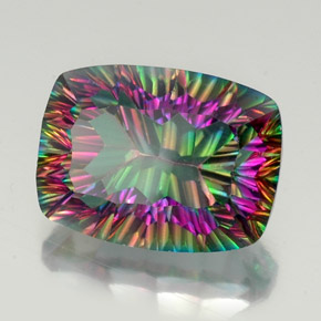 Quartz mystique multicolore naturelle coupe coussin, 20,20 ct, VVS-VS