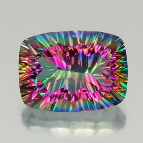 Quartz mystique multicolore naturelle coupe coussin, 19,63 ct, VVS-VS