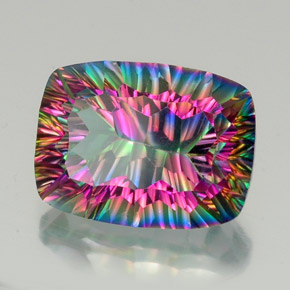 Quartz mystique multicolore naturelle coupe coussin, 19,63 ct, VVS-VS
