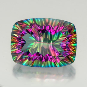 Quartz mystique multicolore naturelle coupe coussin, 21,31 ct, VVS-VS