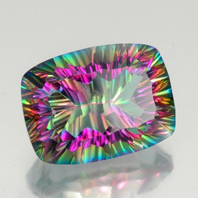 Quartz mystique multicolore naturelle coupe coussin, 21,31 ct, VVS-VS