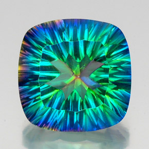 Quartz mystique multicolore naturelle coupe coussin, 21,65 ct, VS