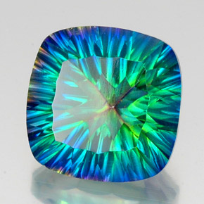 Quartz mystique multicolore naturelle coupe coussin, 21,65 ct, VS