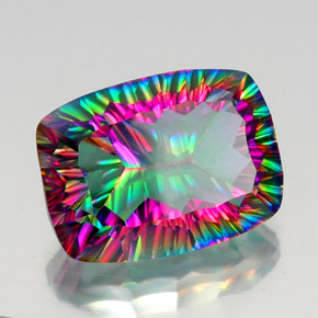 Quartz mystique multicolore naturelle coupe coussin, 19,18 ct, VVS-VS