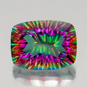 Quartz mystique multicolore naturelle coupe coussin, 20,26 ct, VVS-VS