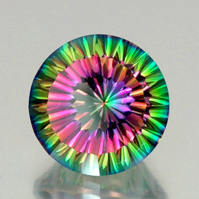 Quartz mystique multicolore naturelle coupe roude, 12,39 ct, VVS-VS