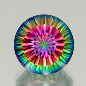 Quartz mystique multicolore naturelle coupe roude, 12,30 ct, VVS