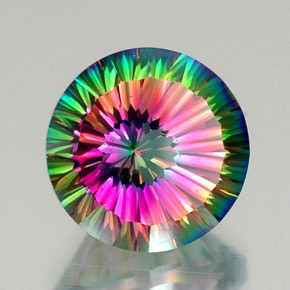 Quartz mystique multicolore naturelle coupe roude, 12,73 ct, VVS-VS