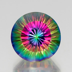 Quartz mystique multicolore naturelle coupe roude, 12,20 ct, VVS