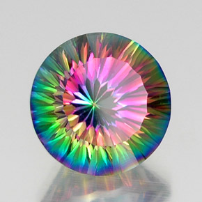Quartz mystique multicolore naturelle coupe roude, 12,20 ct, VVS