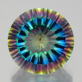 Quartz mystique multicolore naturelle coupe roude, 9,22 ct, VVS-VS
