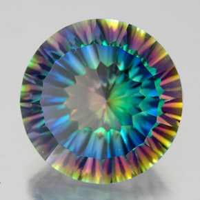 Quartz mystique multicolore naturelle coupe roude, 9,22 ct, VVS-VS