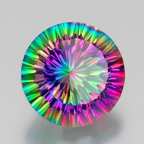Quartz mystique multicolore naturelle coupe roude, 11,61 ct, VS