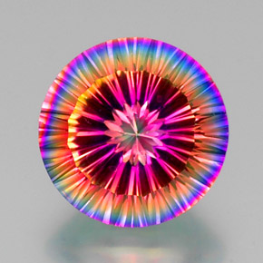 Quartz mystique multicolore naturelle coupe roude, 10,90 ct, VVS-VS