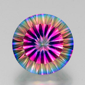 Quartz mystique multicolore naturelle coupe roude, 11,60 ct, VS