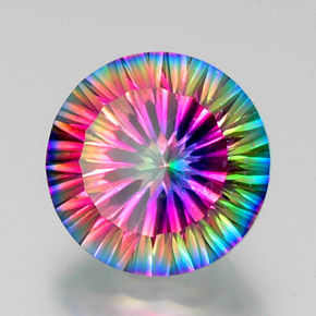 Quartz mystique multicolore naturelle coupe roude, 11,60 ct, VS