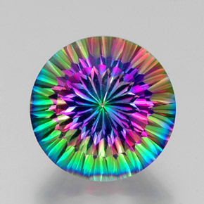 Quartz mystique multicolore naturelle coupe roude, 12,41 ct, VVS