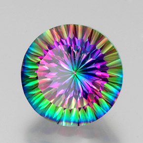 Quartz mystique multicolore naturelle coupe roude, 12,41 ct, VVS