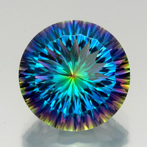Quartz mystique multicolore naturelle coupe roude, 19,39 ct, VVS