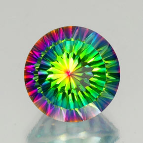 Quartz mystique multicolore naturelle coupe roude, 10,50 ct, VS