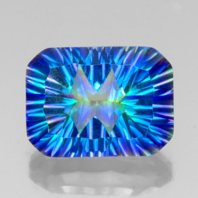 Quartz mystique multicolore naturelle taille émeraude, 10,56 ct, VS