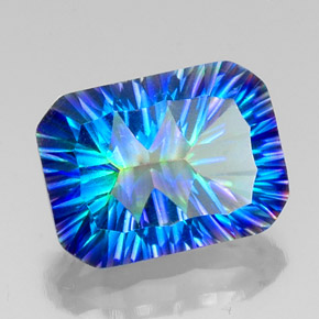 Quartz mystique multicolore naturelle taille émeraude, 10,56 ct, VS