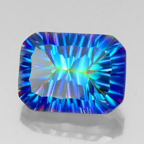 Quartz mystique multicolore naturelle taille émeraude, 10,24 ct, VS