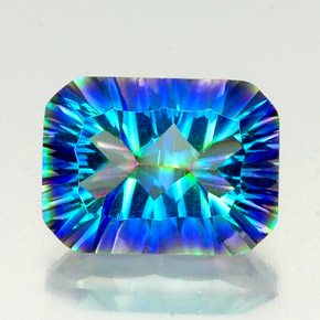 Quartz mystique multicolore naturelle taille émeraude, 10,29 ct, VS-SI