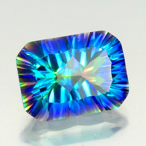 Quartz mystique multicolore naturelle taille émeraude, 10,29 ct, VS-SI