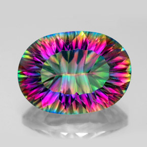 Quartz mystique multicolore naturelle coupe ovale, 12,22 ct, VVS