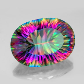Quartz mystique multicolore naturelle coupe ovale, 12,22 ct, VVS