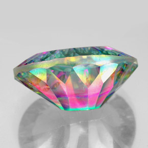 Quartz mystique multicolore naturelle coupe ovale, 12,22 ct, VVS