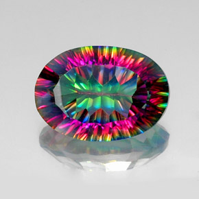 Quartz mystique multicolore naturelle coupe ovale, 11,94 ct, VVS-VS
