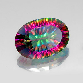 Quartz mystique multicolore naturelle coupe ovale, 11,94 ct, VVS-VS