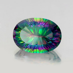 Quartz mystique multicolore naturelle coupe ovale, 13,48 ct, VS