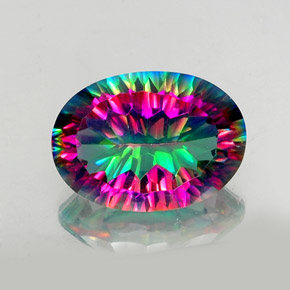 Quartz mystique multicolore naturelle coupe ovale, 11,58 ct, VVS-VS