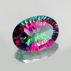Quartz mystique multicolore naturelle coupe ovale, 11,58 ct, VVS-VS