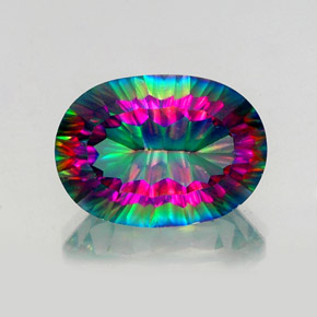 Quartz mystique multicolore naturelle coupe ovale, 14,23 ct, VS