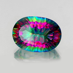 Quartz mystique multicolore naturelle coupe ovale, 14,23 ct, VS
