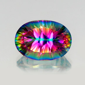 Quartz mystique multicolore naturelle coupe ovale, 13,04 ct, VS