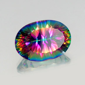 Quartz mystique multicolore naturelle coupe ovale, 13,04 ct, VS