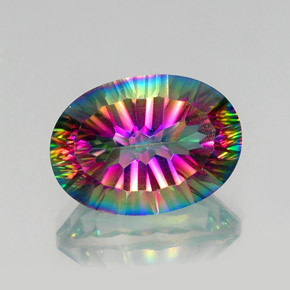 Quartz mystique multicolore naturelle coupe ovale, 13,12 ct, VVS-VS