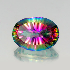 Quartz mystique multicolore naturelle coupe ovale, 13,12 ct, VVS-VS