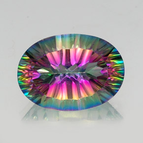 Quartz mystique multicolore naturelle coupe ovale, 13,09 ct, VVS-VS