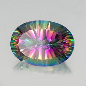 Quartz mystique multicolore naturelle coupe ovale, 13,09 ct, VVS-VS
