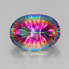 Quartz mystique Partie Supérieure Arc-en-Ciel naturelle Coupe ovale, 11.26 ct, VVS-VS